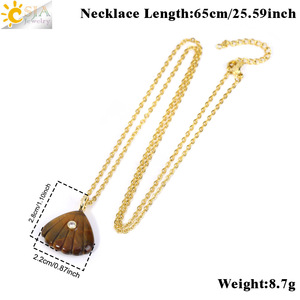 Collar con Colgante de Piedra Natural CSJA, Concha Tallada, Cristal de Amatista, Dije de Acero Inoxidable para Fabricación de Joyería DIY <span class=keywords><strong>H886</strong></span> - Product Image 5