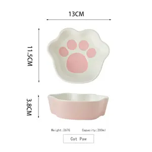 新款定制设计宠物碗猫狗饮用可爱陶瓷猫爪碗宠物食品水豪华易清洁碗