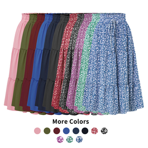 Váy midi dài xếp ly boho vintage cao eo, nhiều lớp, phối màu trơn, may theo yêu cầu của nhà sản xuất dành cho nữ - Product Image 1