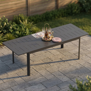 Mesa de Comedor Moderna y Cómoda de Aluminio Marrón, Impermeable, Plegable y Extensible, Marca CGT5, 1 Año de Garantía, para Uso en Exteriores y Parques - Product Image 3