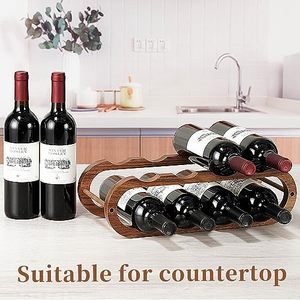 Range-bouteilles et organiseur de bouteilles d'eau 2 en 1 pour armoire et comptoir - Réglable en 2 tailles (Bois d'acacia 2 niveaux) - Product Image 5
