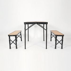 Outdoor Indoor Picnic Wood Color Foldable Table and Chairs <b>Set</b> Plastic <b>Folding</b> Furniture - Product Image 3