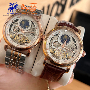 Reloj Mecánico Automático de Lujo Longnes de Fábrica China para Hombre, Diseño de Fase Lunar, Correa de Cuero Impermeable, Longinesing - Product Image 1