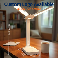 Lampe de bureau LED moderne pliable à double tête 2-en-1, rechargeable, à commande tactile, pour lecture et veilleuse, idéale pour dortoir