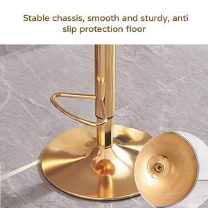 Taburete de <span class=keywords><strong>bar</strong></span> de alta gama para recepción de club, con textura de tela verde, respaldo ópticamente curvado y estructura de hierro fundido de una pieza - Product Image 4