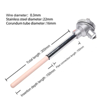 S/R/B Type Platinum Rhodium Thermocouple High Temperature Sensor 0~1800℃ for Ceramic Kiln & Metallurgy Custom Probe