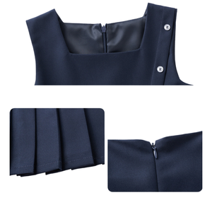 Primary Secondary <strong>School</strong> Uniforms Factory Navy <strong>Blue</strong> Pinafore <strong>Jumper</strong> with Twin Buckle Tab Boys Shirt Girls Shorts for Children - Product Image 5