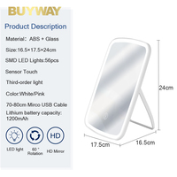 Miroir de maquillage LED pliable avec support pour iPad et porte-livres, contrôle tactile à 3 couleurs réglables, miroir de toilette portable en ABS pour les voyages