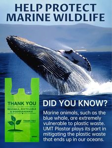 ถุงพลาสติกแบบเสื้อยืด ย่อยสลายได้ เป็นมิตรกับสิ่งแวดล้อม ปรับแต่งได้ มีหูหิ้วสะพายไหล่ ใช้สำหรับใส่ขยะ ขอบคุณ ใช้สำหรับซื้อของชำ - Product Image 3