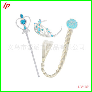 Frozen Elsa Crown <b>Magic</b> Wand Wig Braid Gloves <b>Set</b> For Girls Costume Accessories LPP4655 - Product Image 5