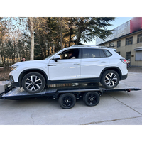 Semirremolque de Doble Eje de 2000 kg y 5 m de Largo, Plataforma Inclinable para Transporte de Autos y Maquinaria