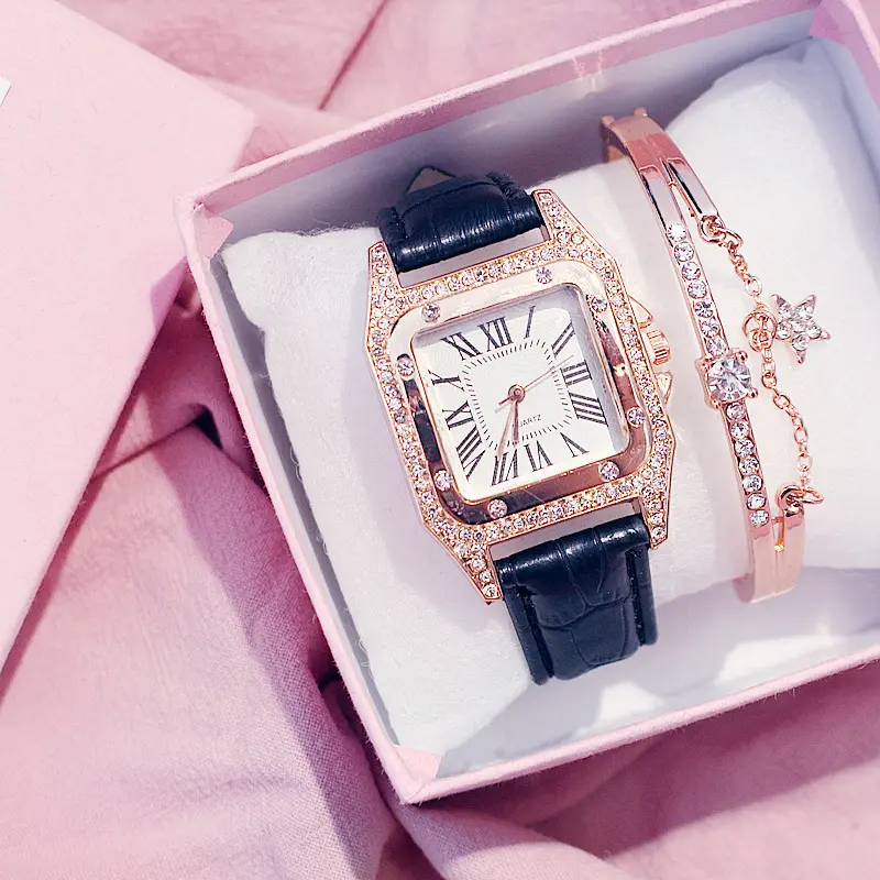 Uhr Set 2021 Luxus Frauen Uhren Kristall Armband Damen uhren großhandel