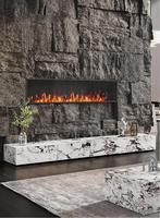 Mesa de Centro Moderna con Tapa de Mármol y Cajones de Almacenamiento, Mueble para TV, para Sala de Estar, Dormitorio, Comedor u Hotel