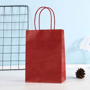 LH Promotional High Quality Custom Deep <b>Red</b> Paper Bags Screen Printing <b>Ribbon</b> Handles Eco-Friendly Supermarket Microwaves - Product Image 2