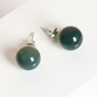 2024 bijoux de mode 6mm 8mm 10mm boucles d'oreilles en pierres précieuses colorées perle ronde boucles d'oreilles en pierre naturelle bijoux pour femmes
