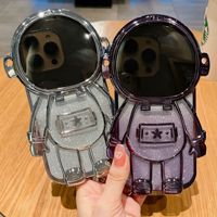 Coque pour iPhone 17 16 15 14 Pro Max avec Astronaute 3D Électroplaqué et Paillettes, Support Miroir Maquillage pour iPhone 13, Tendance pour iPhone 12