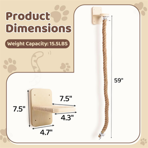 Échelle murale en bois de haute qualité avec corde d'escalade et griffoir - Product Image 2