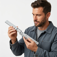 Glissières de tiroir de cuisine et salle à manger modernes, silencieuses, à double couche, à extension complète, avec interstice de 500 mm, en alliage d'aluminium de 20 mm, 100% prêtes à l'emploi