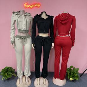 Setelan Santai 2 Potong Wanita 2025, Pakaian Olahraga Fitness, Setelan Jogger, Hoodie Warna Kontras Modis dan Celana Rajut - Product Image 2