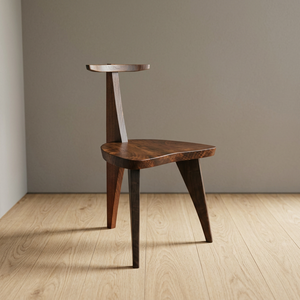 Premium Solid Teak Wood Accent <b>Chair</b> 3 <b>Legged</b> Triangular Seat <b>Chair</b> with Pyramid Backrest - Product Image 3