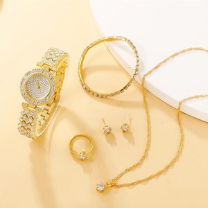 5pcs/<strong>set</strong> Women's <strong>Watch</strong> Bracelet Jewelry <strong>Set</strong> for Gift With Diamond <strong>Gold</strong> Silver <strong>Rose</strong> <strong>Gold</strong> <strong>Watch</strong> Necklace <strong>Sets</strong> - Product Image 5