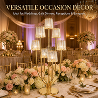 ANNIELU Élégant Chandelier en Métal Doré à 7 Branches avec Cristaux, Centre de Table pour Mariage, Événements et Réceptions