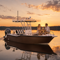 Bateau de pêche à console centrale de 18 pieds en aluminium et fibre de verre, 6 personnes, 150 CV, avec T-Top, vivier, porte-cannes, pour la pêche sportive en baie et en eau peu profonde