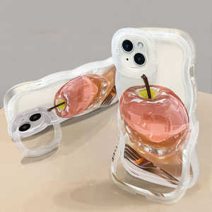 Funda Protectora para Teléfono Móvil de TPU con Borde Ondulado, Doble Soporte Invisible y Estampado de Frutas Rosadas para <span class=keywords><strong>iPhone</strong></span> 11 <span class=keywords><strong>12</strong></span> 13 14 15 16 17 Pro Max - Product Image 2