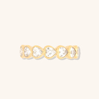 Bague d'éternité Xinyun en argent sterling 925 plaqué or 18 carats avec zircone ovale en forme de cœur pour mariage et soirée pour femmes