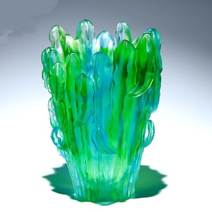 งานฝีมือแก้วเคลือบสไตล์โบราณคุณภาพสูงเครื่องประดับแจกันแคคตัสที่ซับซ้อนสง่างามสำหรับการจัดดอกไม้ในห้องนั่งเล่น - Product Image 3