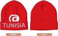 Bonnet en tricot personnalisé avec drapeau de la Tunisie, en acrylique extensible doux, idéal pour le ski, le camping, les activités de plein air, les matchs sportifs et le soutien.