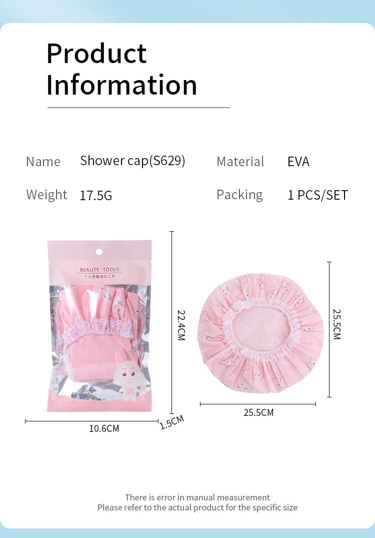 Silubi Cheap Price Eco Friendly Pink Eva Shower Cap Plastic Shower Caps For Women Waterproof Large Custom Shower Caps S629
