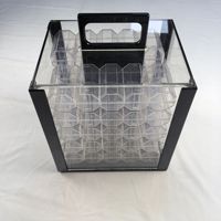 Boîte de rangement en acrylique grande capacité pour 1000 jetons, portable avec poignée supérieure, plateau à jetons amovible, compatible avec les jetons de poker de 40 mm et 43 mm, pour jeux de table de loisirs