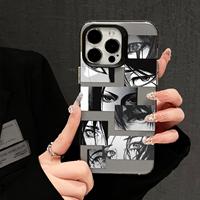 Coque de téléphone antichoc transparente motif collage d'yeux d'anime pour iPhone 17/16/15/14/13/12 Pro Max, esthétique manga