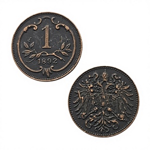 Monete Commemorative in Stile Antico dell'Austria-Hapsburgo del 1892, 1 e 2 Heller, <span class=keywords><strong>Franz</strong></span> Joseph I, Regali, Decorazioni per la Casa - Product Image 3