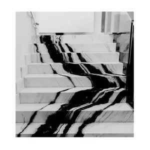 Customized modern styles panda white marble floor tile staircase design