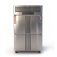 Réfrigérateur vertical durable à commande numérique en acier inoxydable, congélateur commercial à 4 portes pour la restauration