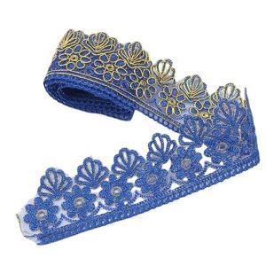 Commercio all'ingrosso <span class=keywords><strong>in</strong></span> poliestere ricamo oro filo smerlato pizzo rifinitura 6.5cm per matrimonio nuziale <span class=keywords><strong>Organza</strong></span> tessuto bordino abito - Product Image 6