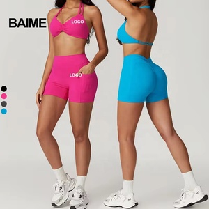 Phụ Nữ Mới Tập Thể Dục 2 Pcs Quần Short Thể Thao Áo Ngực Quần Áo Phòng Tập Thể Dục Tập Thể Dục Liền Mạch Yoga Bộ Conjuntos De Entrenamiento Para Mujer - Product Image 1