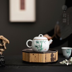 Théière en bambou peinte à la main, en céramique et porcelaine, avec couvercle et filtre, petit service à thé Kung Fu pour le thé de l'après-midi - Product Image 2