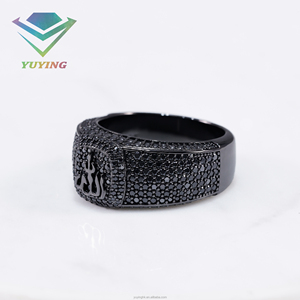 Anillo de Hombre Personalizado de Plata de Ley 925 Chapado en Oro con Diamantes Moissanite Negros VVS Color D, Certificado GRA, Joyería Hip Hop - Product Image 2