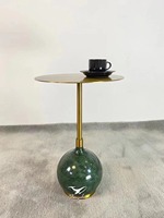 Tables basses et d'appoint rondes modernes de luxe, cadre en acier inoxydable doré, plateau en métal, ensemble de meubles de salon personnalisable