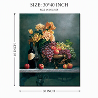 Peinture à l'huile murale créative religieuse occidentale de l'âge moyen, représentant un panier de fruits, peinte à la main, nature morte, 30*40 pouces