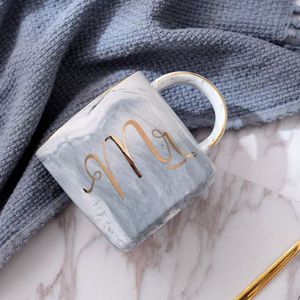 Modern Custom-Made Europe Style Stoneware <b>Ceramic</b> <b>Mug</b> with Marble Pattern Gold Rim Letters-Dishwasher & Microwave Safe - Product Image 6