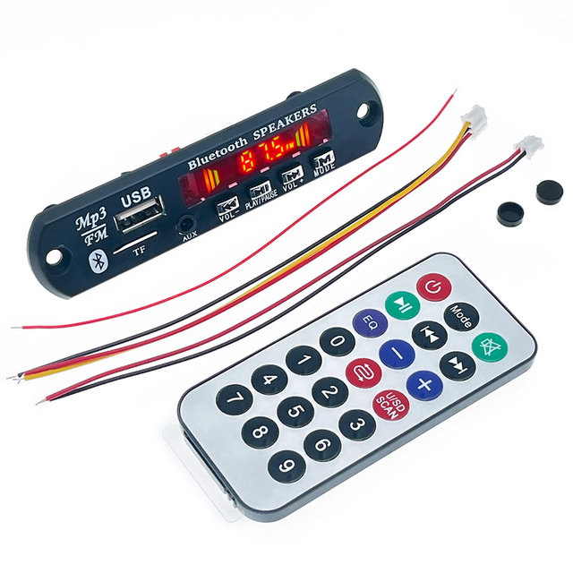 DC 5V 12V Blue-tooth 5.0 MP3 Decoder Board Audio Module USB TF AUX FM Radio Wireless Car Music Player Remote Control Mic