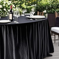 Nappe ronde de 120 pouces Nappes en velours en peluche noire pour banquet de mariage