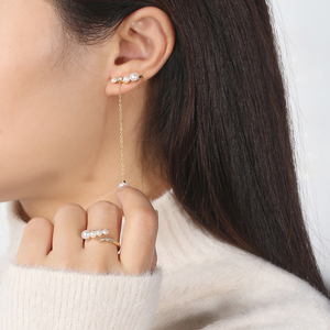 GPR07 RINNTIN Real 925 plata esterlina AAAA CZ cultivadas de agua dulce pera ajustable anillo de oro - Product Image 3