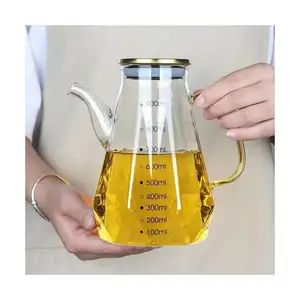 Yenilikçi elmas şekiller borosilikat cam yağı ve sirke şişesi seti boş zeytinyağı şişeleri zeytinyağı kutular