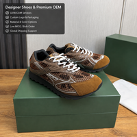 Chaussures de luxe pour hommes et femmes, de haute qualité, en daim marron et mesh, chaussures de marche rétro, baskets de course, nouvelles.