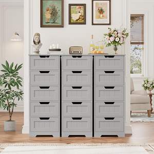 Gabinetes de Almacenamiento Modernos de Madera que Ahorran Espacio con Asas Recortadas, 5 <span class=keywords><strong>Cajones</strong></span>, Ecológicos para Sala de Estar y Dormitorio - Product Image 3